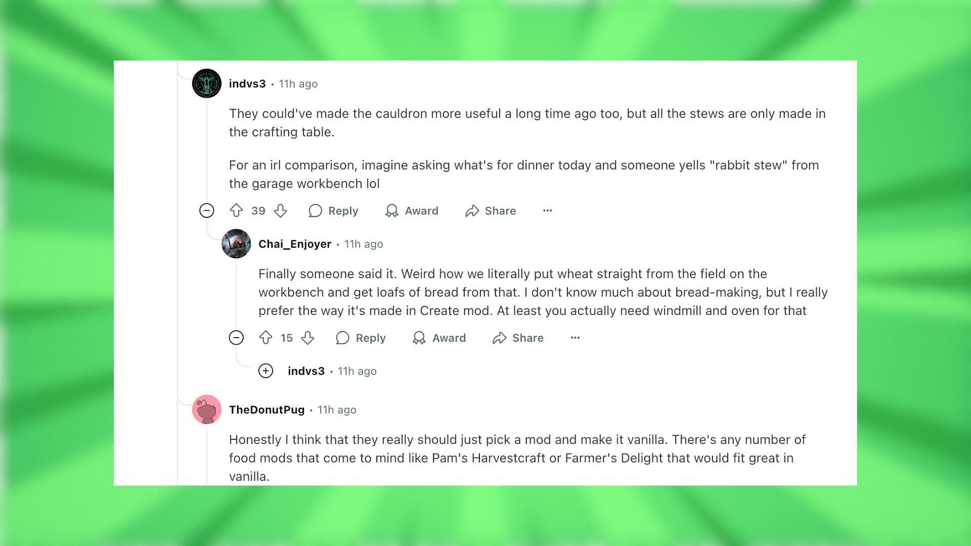 Redditors react to the idea of new items in Minecraft (Image via Reddit)